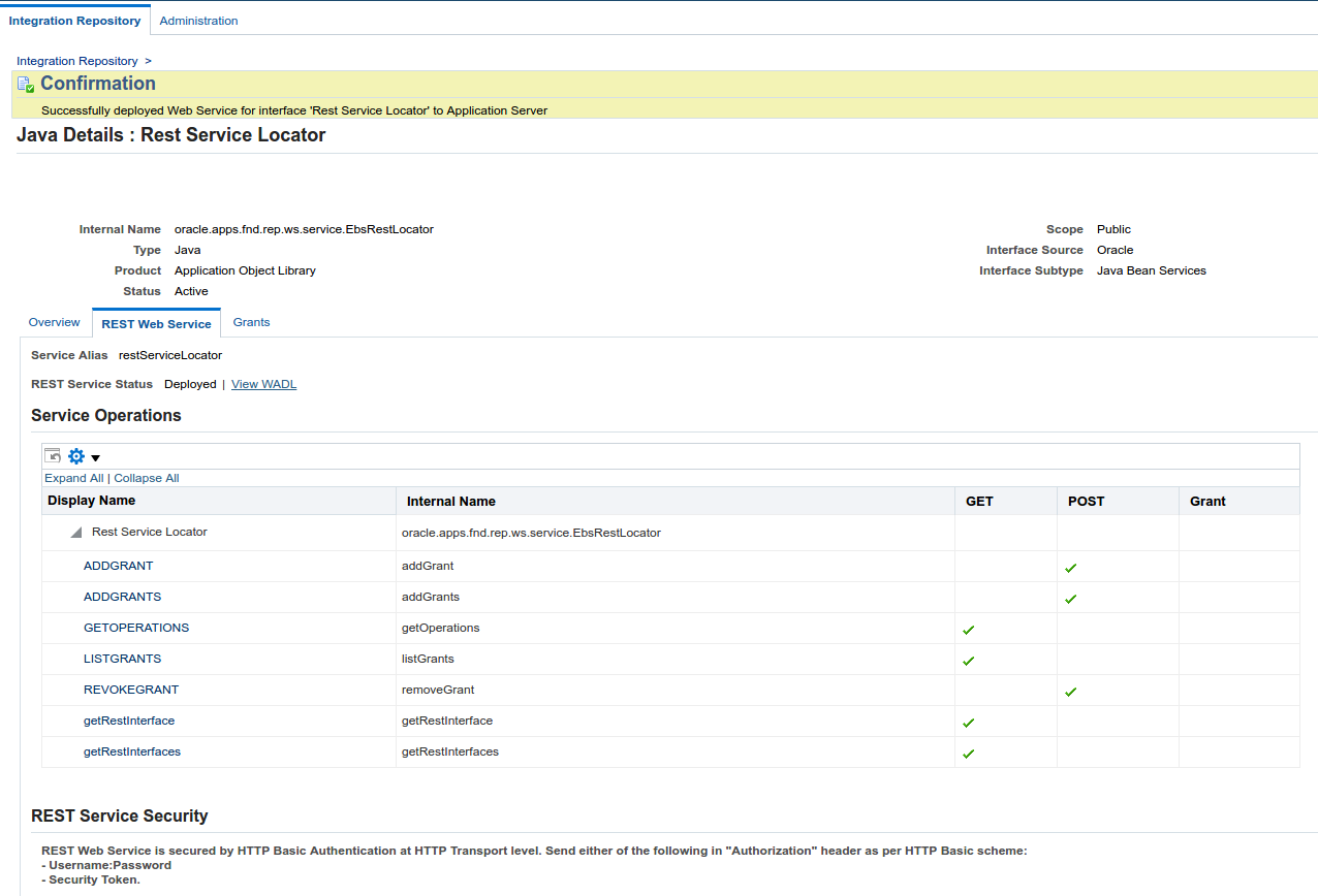 Oracle EBS 12.2 - REST Service Locator Deployed