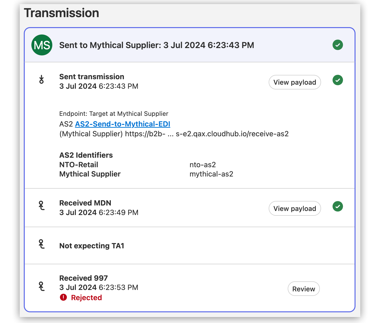 Review a transaction