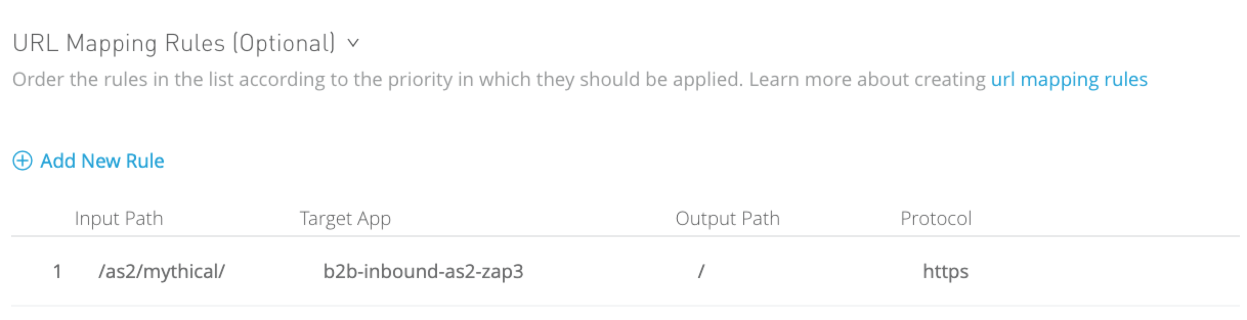 URL mapping rules for AS2 in the DLB settings