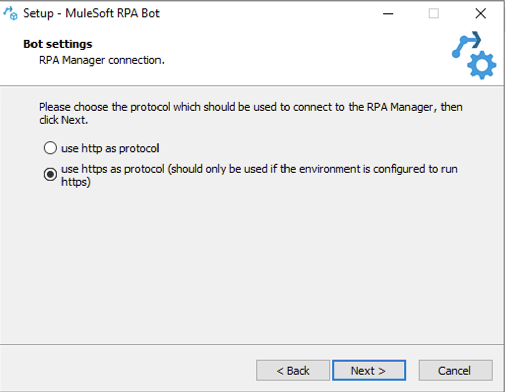 The RPA Bot installer window