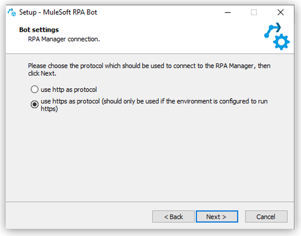 The RPA Bot installer window