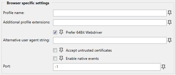 An image showing the browser specific settings