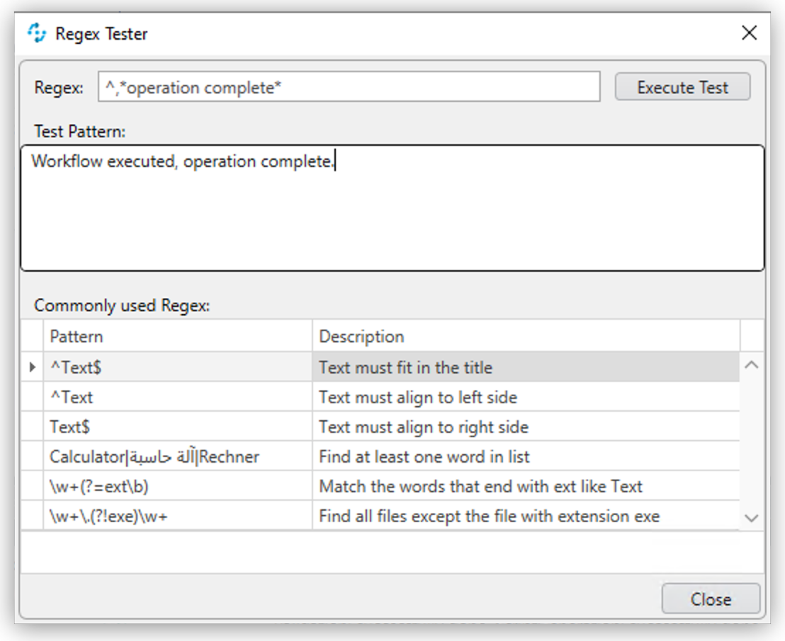 Regex Tester wizard