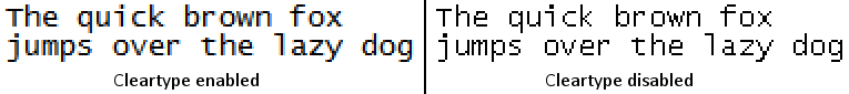 Example turning Clear Type on or off
