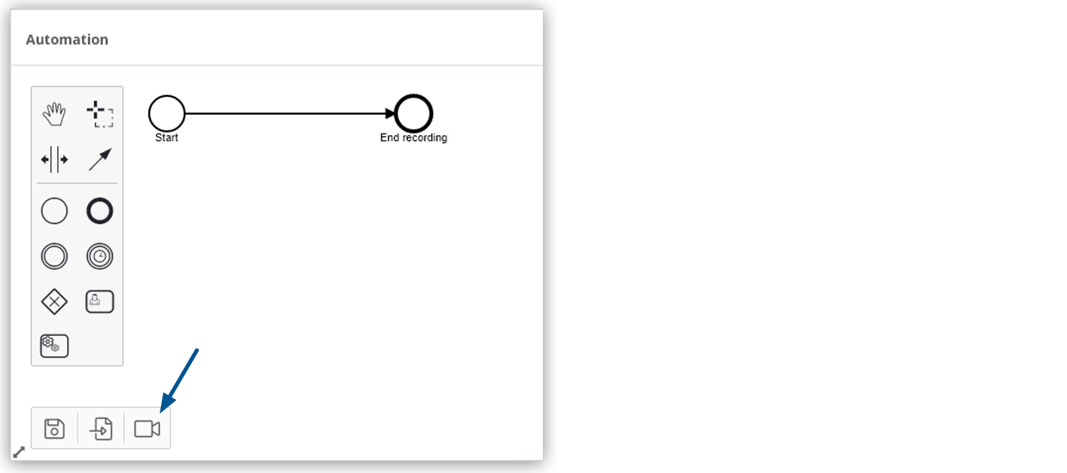 The Record BPMN button inside the Automation Panel