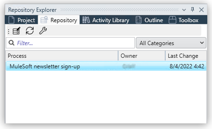 The Repository Explorer panel