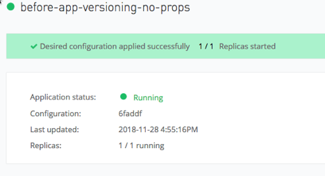 Configuration applied successfully status for a Mule app in the Runtime Manager UI