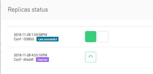 Replicas status for a Mule app in the Runtime Manager UI