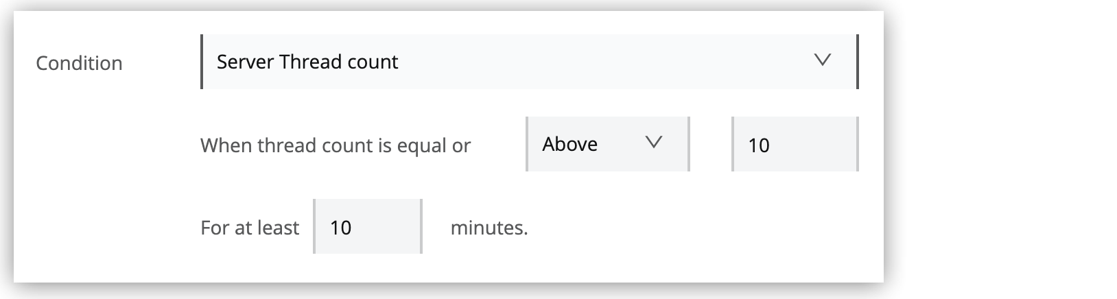 Server thread count alert condition