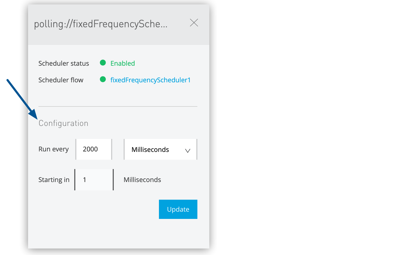 Schedule configuration in the details pane