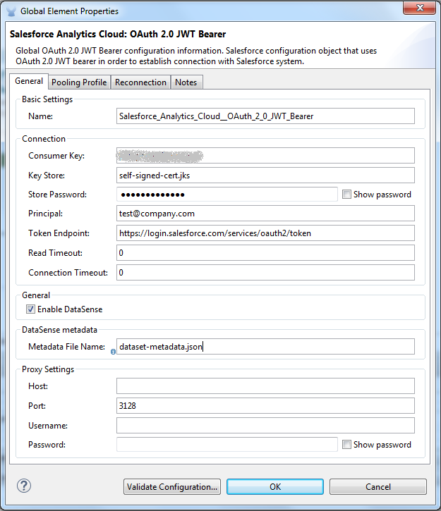 salesforce analytics oauth jwt bearer config