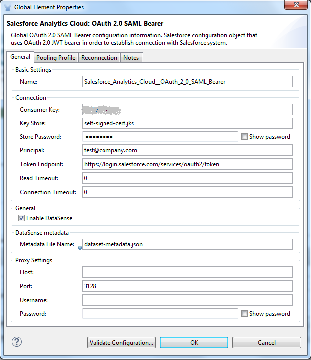 salesforce analytics oauth saml bearer config