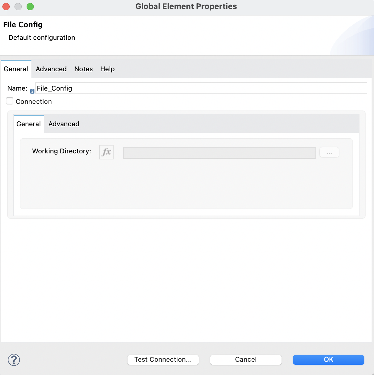 Write global element configuration window