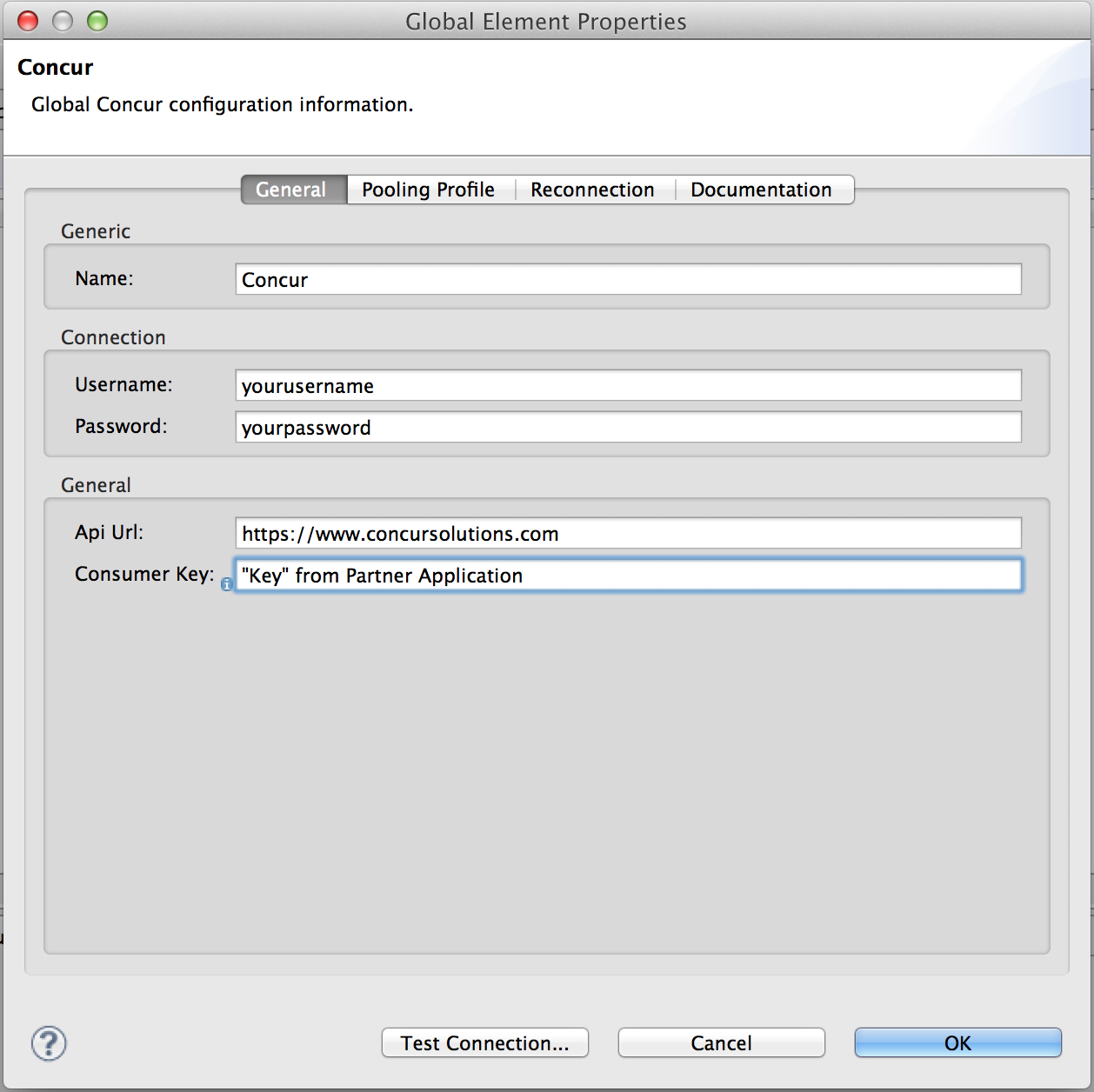 Concur Connector Parameters