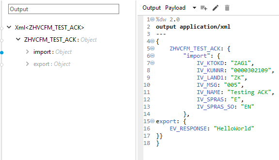 Sample metadata for the SAP_Inbound global element