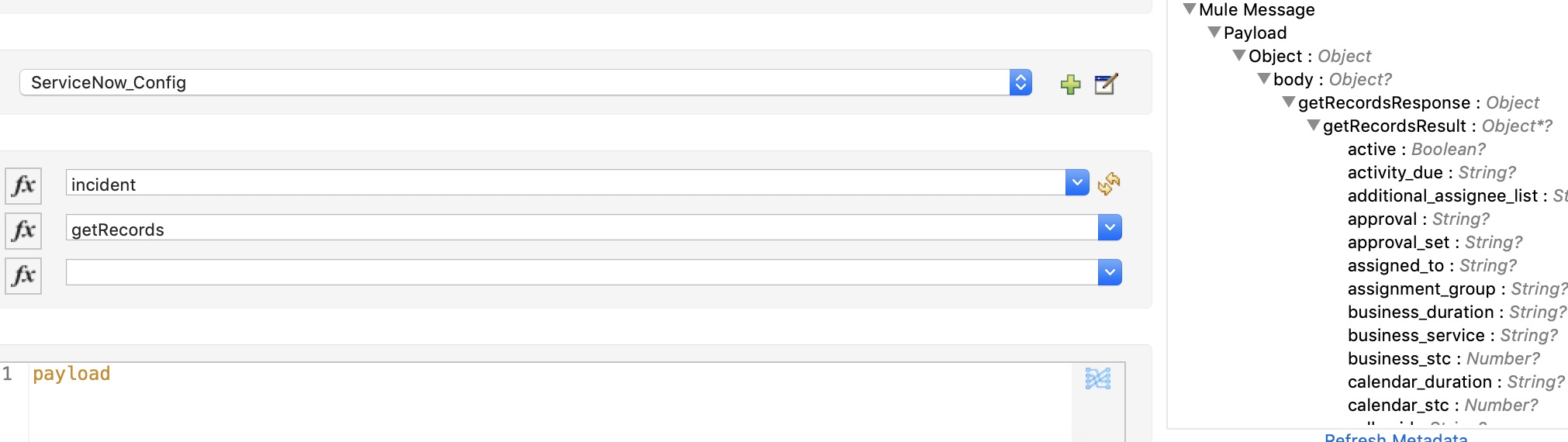 ServiceNow metadata without reference values