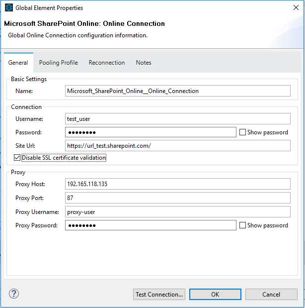 Global element properties window