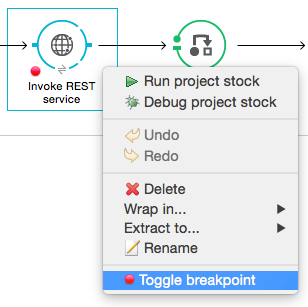 A workflow diagram that illustrates the process of creating a REST service and a project stock