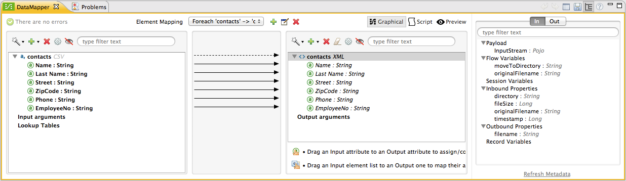 A tool for mapping data from CSV to XML format