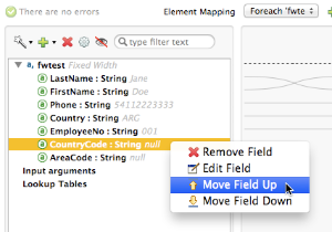 A dropdown menu displays options to remove, edit, or reposition a field