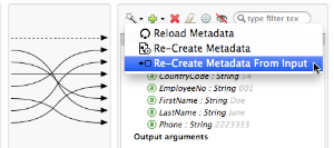 A menu that displays options to reload and re-create metadata, including an option to re-create metadata from the input