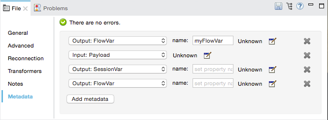 A form with fields for input and output variables, along with metadata