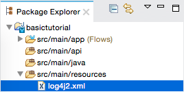 A file explorer window with a file named log4j2.xml