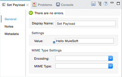 A form with fields for the display name, value, encoding, and MIME type