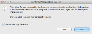 A prompt will appear, inquiring if you wish to open a Mule Debug perspective