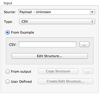 A window that displays options for selecting a data source and editing its structure