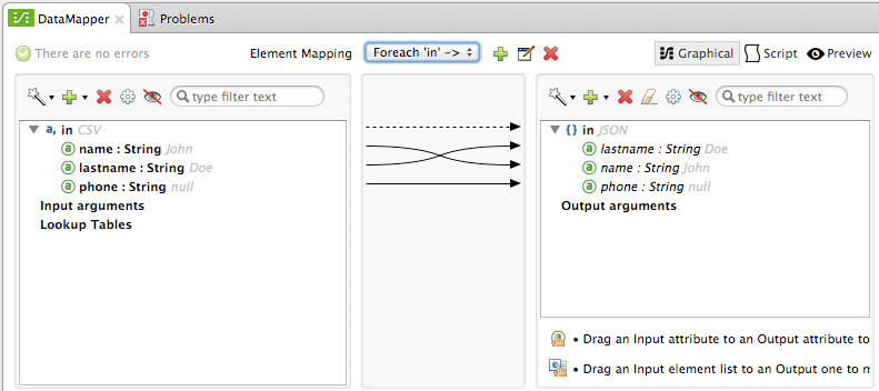 A mapping tool that converts CSV data to JSON data