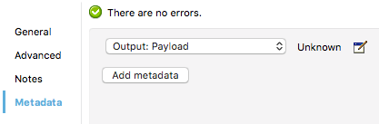 A confirmation message of error-free status and an input field for adding metadata