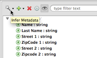 A list of fields that can be used to infer metadata, including Name, Last Name, Street, and Zipcode