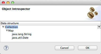 A dialog box labeled Object Introspector, with a dropdown menu for data structure, and 