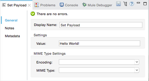 A form with a display name, value, encoding, and MIME type settings