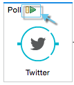 A Twitter button with a play button highlighted