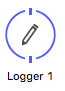 A circle with a pencil icon and the text 