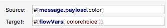 Code showing source and target variables for a color choice