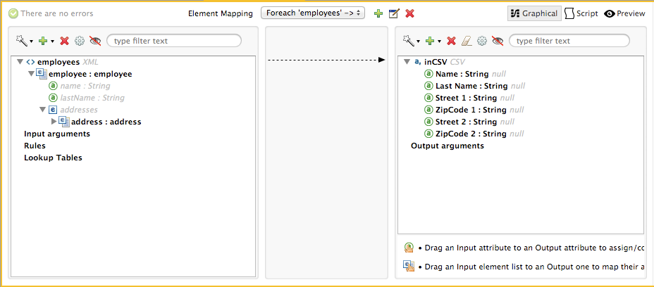 An application for the mapping of input XML data to output CSV data