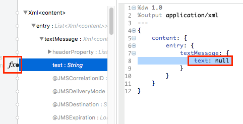 Code displaying a null text value within a JSON object