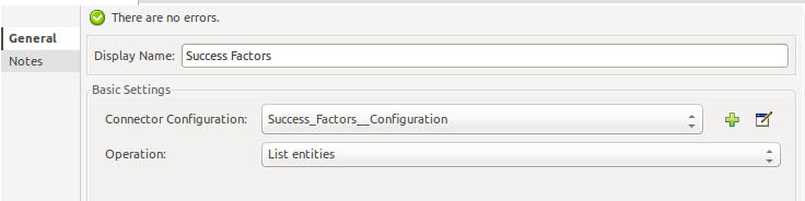 List entities operation properties window