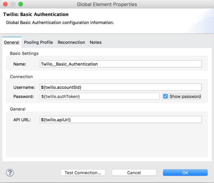 Global element properties window