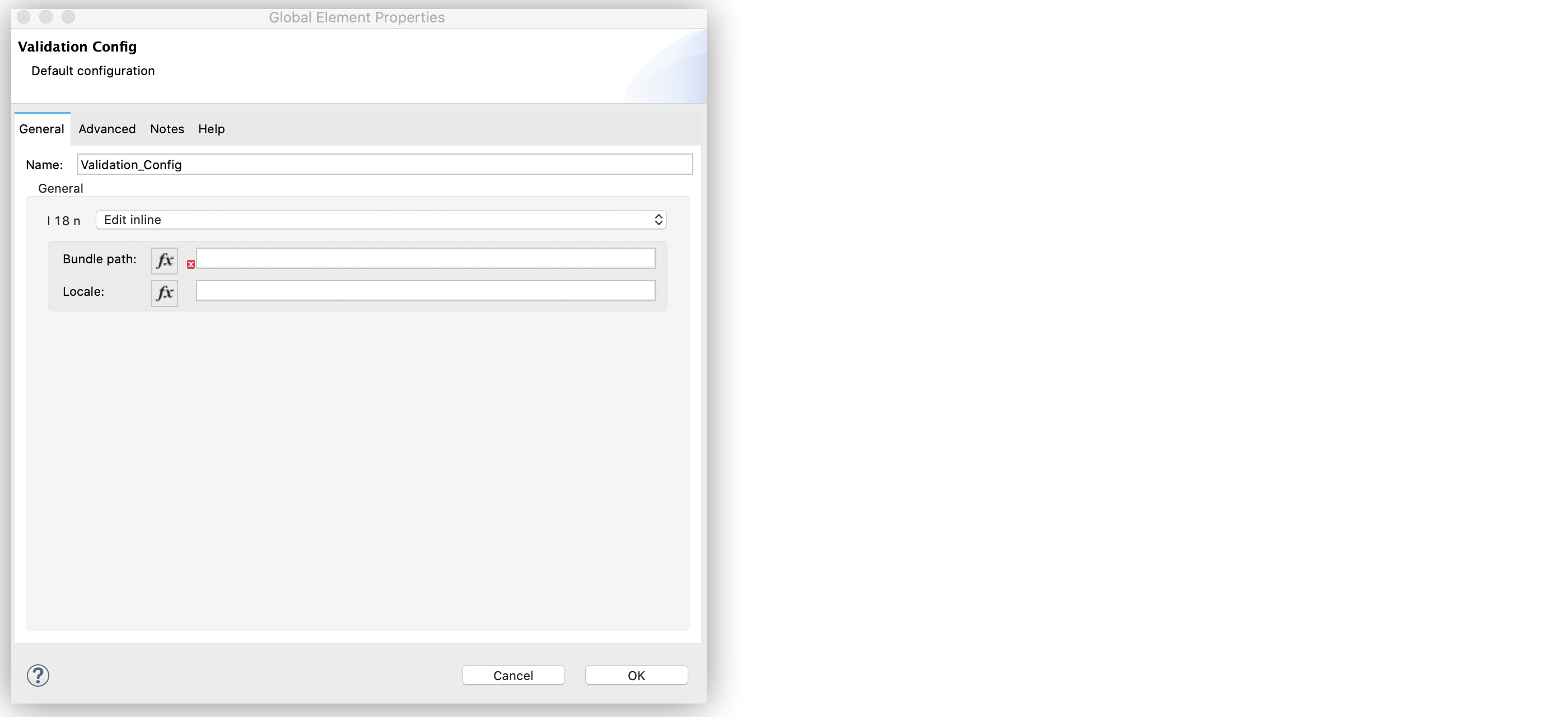 Validation Module Global Element Configuration