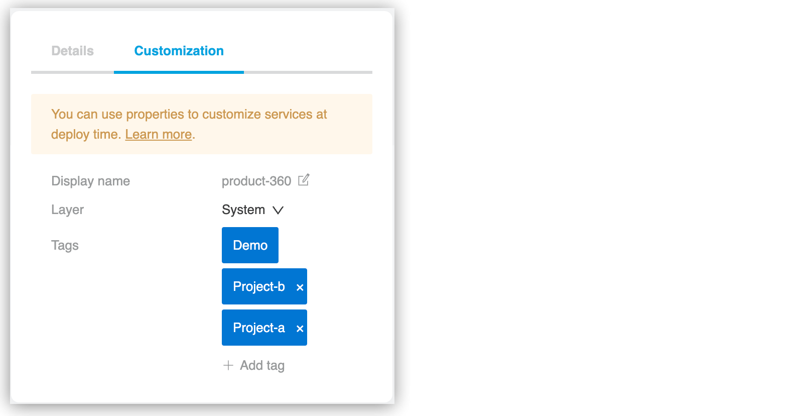 properties tags