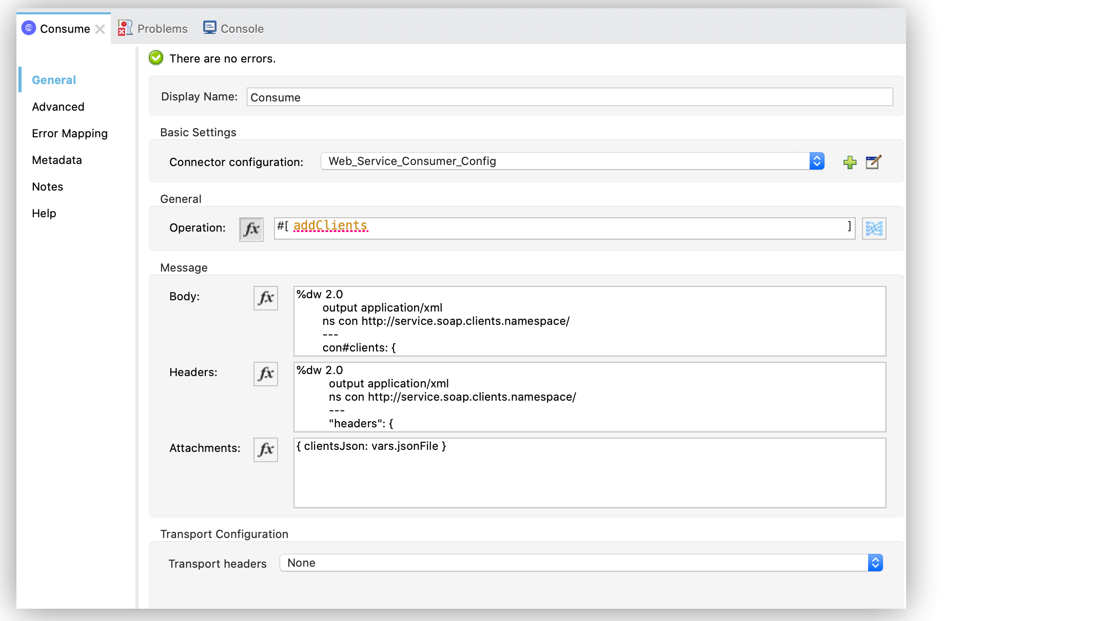 Configure Consume Operation